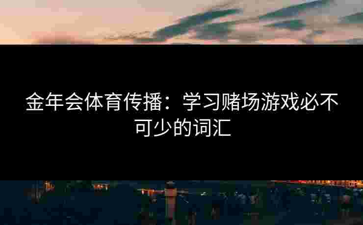 金年会体育传播：学习赌场游戏必不可少的词汇