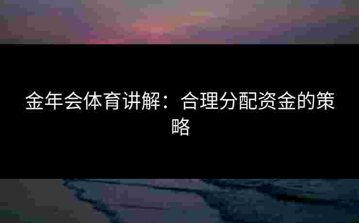 金年会体育讲解：合理分配资金的策略